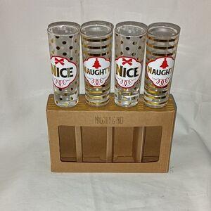 NIB Christmas Naughty& Nice Shot Glasses Set Of 4